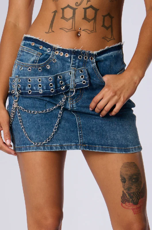 JUST WANNA ROCK DENIM MINI SKIRT chiffon skirt airy