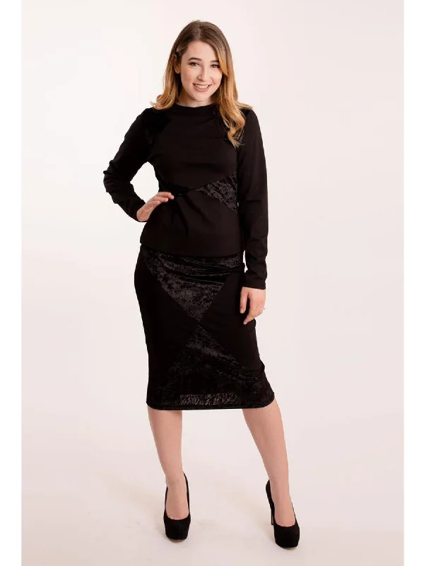 KMW Velvet Color Block Skirt linen skirt natural