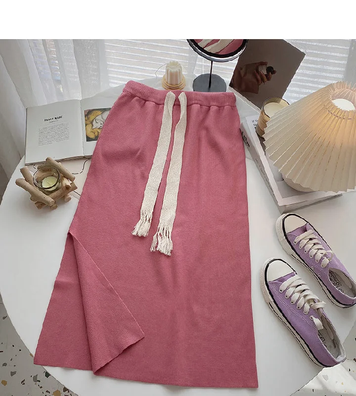Korean version of lazy style versatile pop split skirt  5783 chiffon skirt delicate