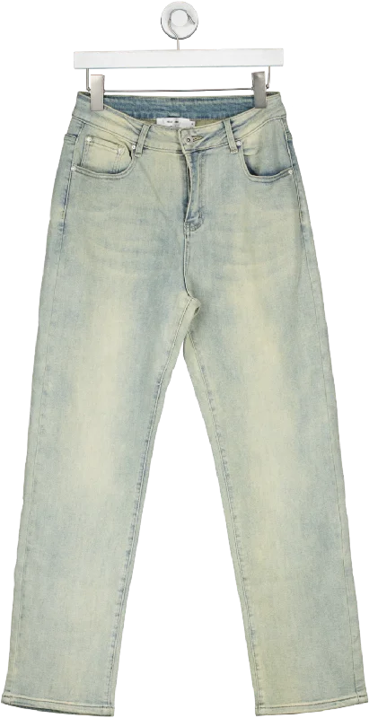 kreate Blue Mid Wash Jean UK M Casual Bootcut Ripped Jeans