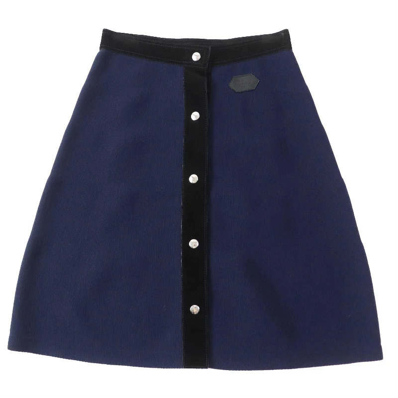 Louis Vuitton Wool Trapezoid Skirt Navy Black corduroy skirt cozy