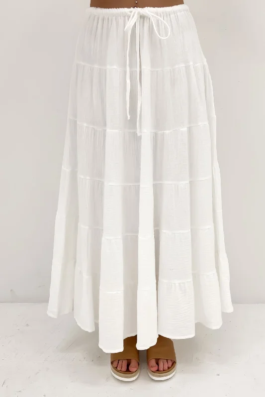 Luka Maxi Skirt White cotton skirt soft