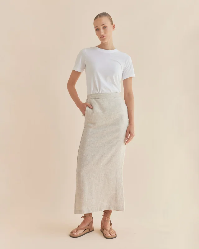 Mabel Linen Skirt - Natural slim fit skirt