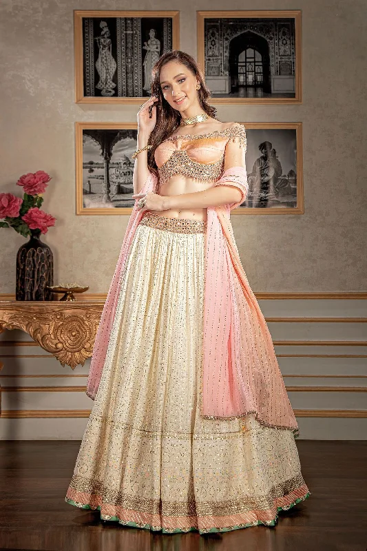 Stylish Top with ivory Skirt lace skirt intricate
