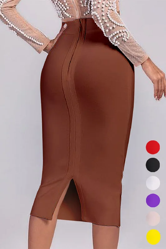 Midi Bandage Skirt Brown Pencil Skirt corduroy skirt durable