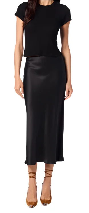 Miranda Scallop Mid-Length Skirt leather skirt refined