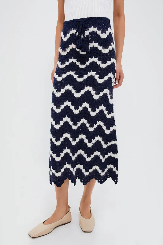 Navy and Ivory Safi Skirt relaxed fit skirt