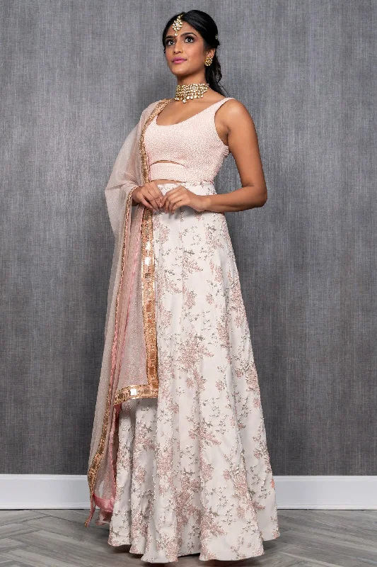 PAYAL Blush Pink Floral Lehenga Skirt leather skirt modern