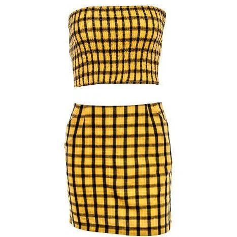 Plaid Top & Skirt Set boho skirt vibe