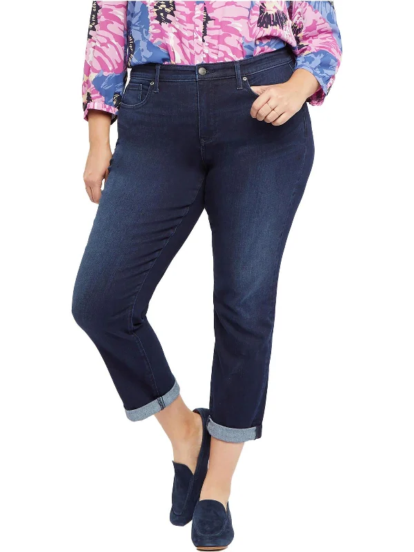 Plus Margot Womens Cuffed Denim Skinny Jeans Fashionable Raw Hem Bootcut Jeans
