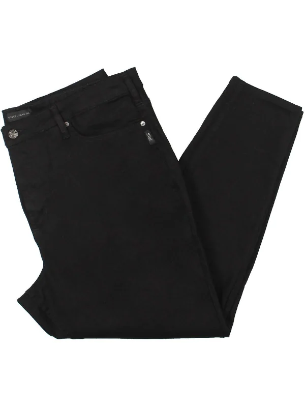 Plus Womens High Rise Stretch Skinny Jeans Chic Rolled Cuff Denim Jeans