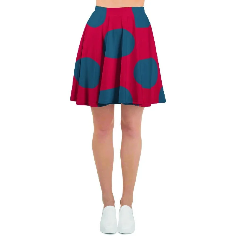 Red And Blue Polka Dot Women's Skirt silk skirt luxurious