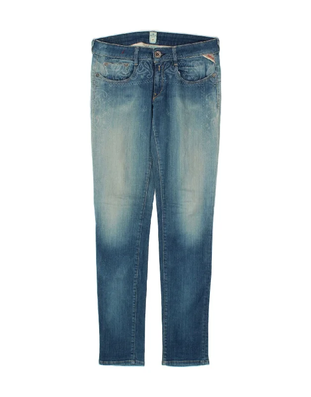REPLAY Womens Radixes Skinny Jeans W30 L32 Blue Cotton Comfortable Faded High-Rise Jeans REPLAY Womens Radixes Skinny Jeans W30 L32 Blue Cotton Comfortable Faded High-Rise Jeans
