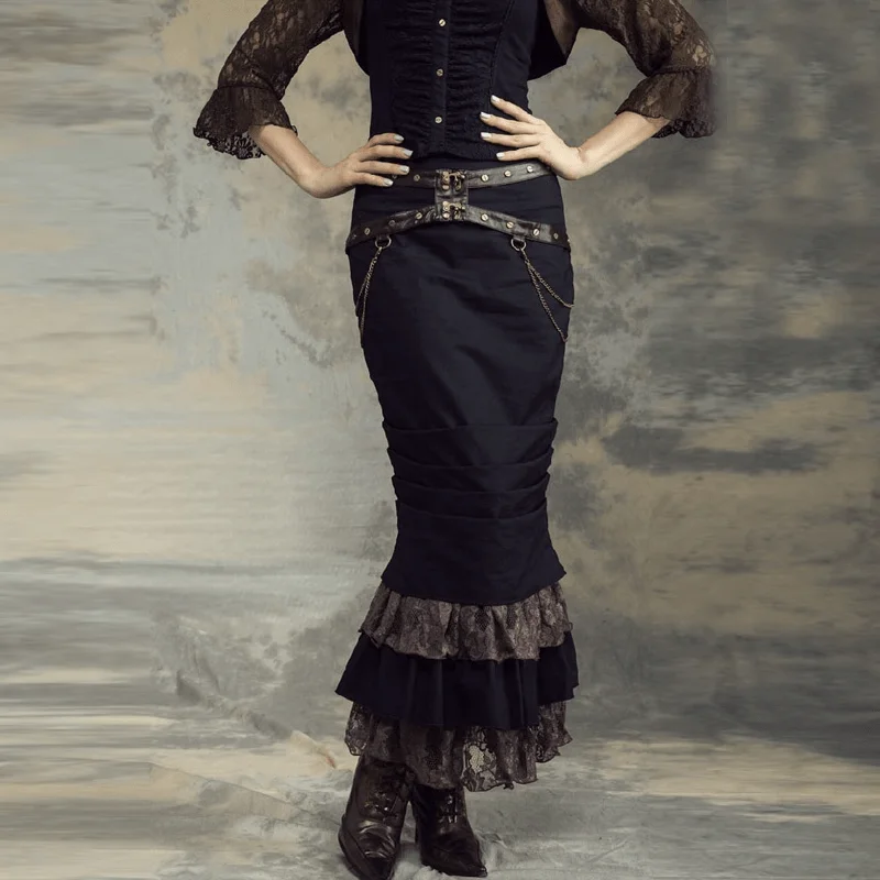 Women's Steampunk Mermaid Skirt wool skirt sturdy