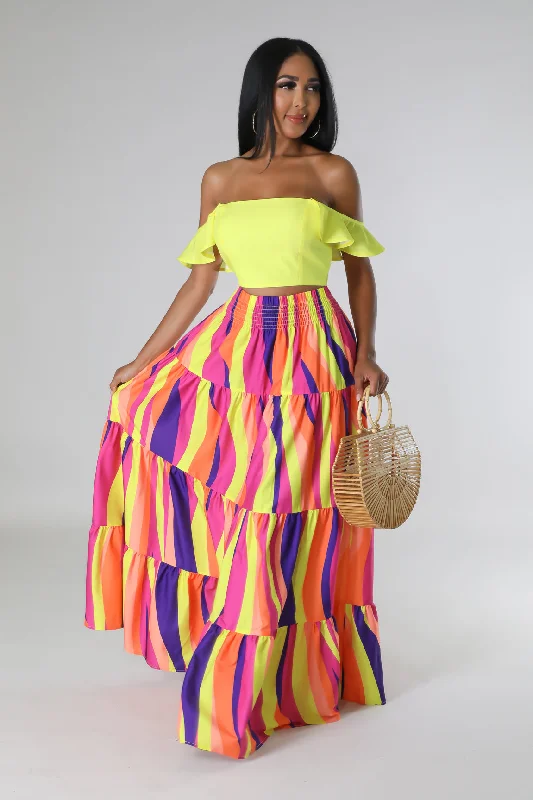 Summer In Colors Skirt Set flowy skirt hem