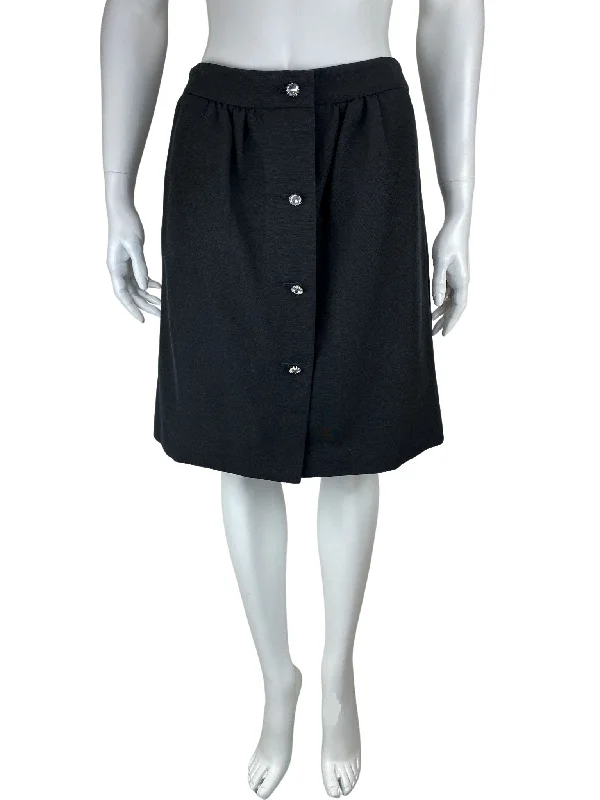 Talbots, Women's Crystal Button Skirt, Black, New with Tags, Size 2P tiered skirt playful