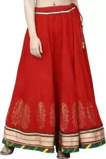 TAVAN Embroidered Women A-line Red Skirt Free Size cashmere skirt rich