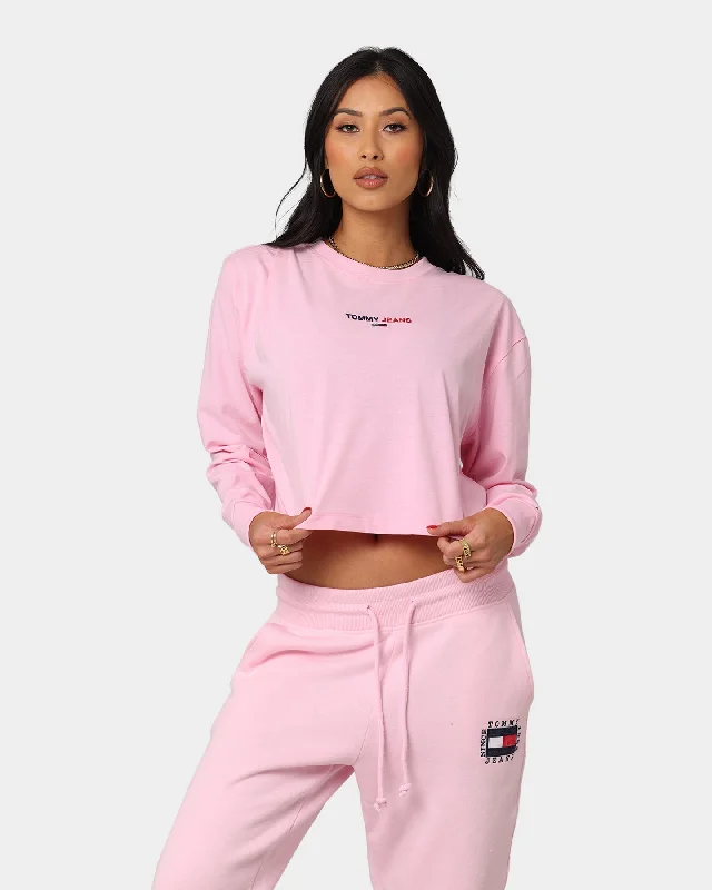 Tommy Jeans Women's Cropped Long Sleeve T-Shirt Romantic Pink Comfortable Zip-Up Skinny Jeans Tommy Jeans Women's Cropped Long Sleeve T-Shirt Romantic Pink Comfortable Zip-Up Skinny Jeans