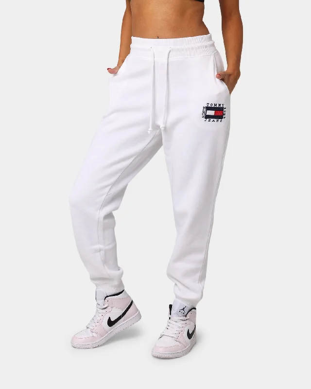 Tommy Jeans Women's Flag Slim Fit Sweat Pant White Trendy Classic Fit Jeans