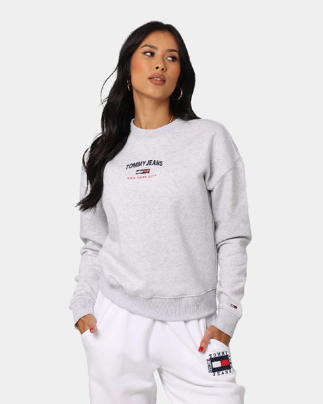 Tommy Jeans Women's New York Logo Relaxed Crew Grey Marle Casual Straight-Leg Jeans