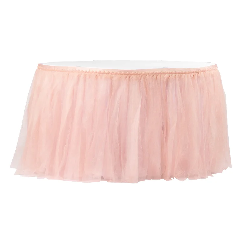 Tulle Tutu 17ft Table Skirt - Blush/Rose Gold high waist skirt