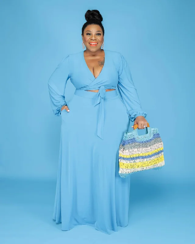 Turquoise Lashun Maxi Skirt Set corduroy skirt durable