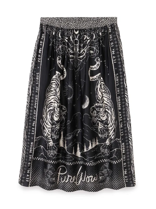 Vanessa Printed Midi Skirt satin skirt smooth