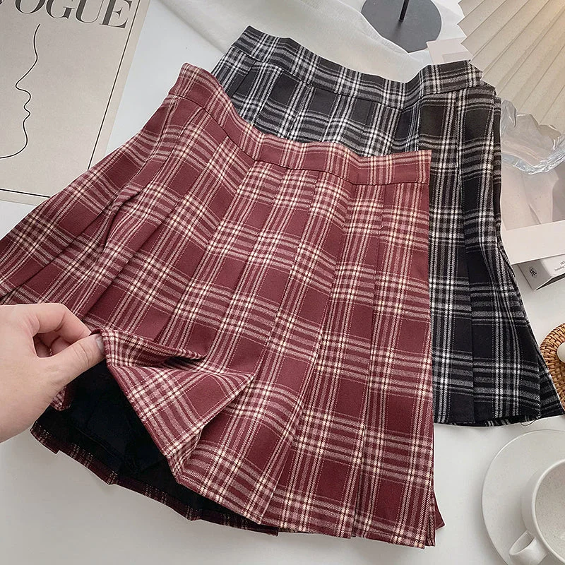 Varsity Plaid Tennis Skirt (3 Colors) velvet skirt sumptuous