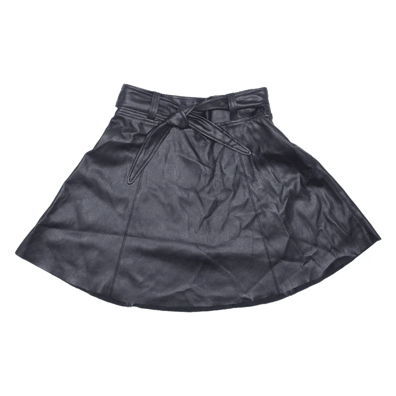 VERO MODA Faux Leather Belted Womens Skater Skirt Black Short S high slit skirt