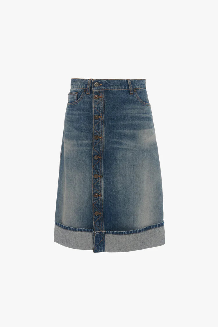 Placket Denim Skirt breathable skirt fabric