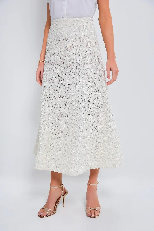 Vintage White Embroidered Skirt velvet skirt plush