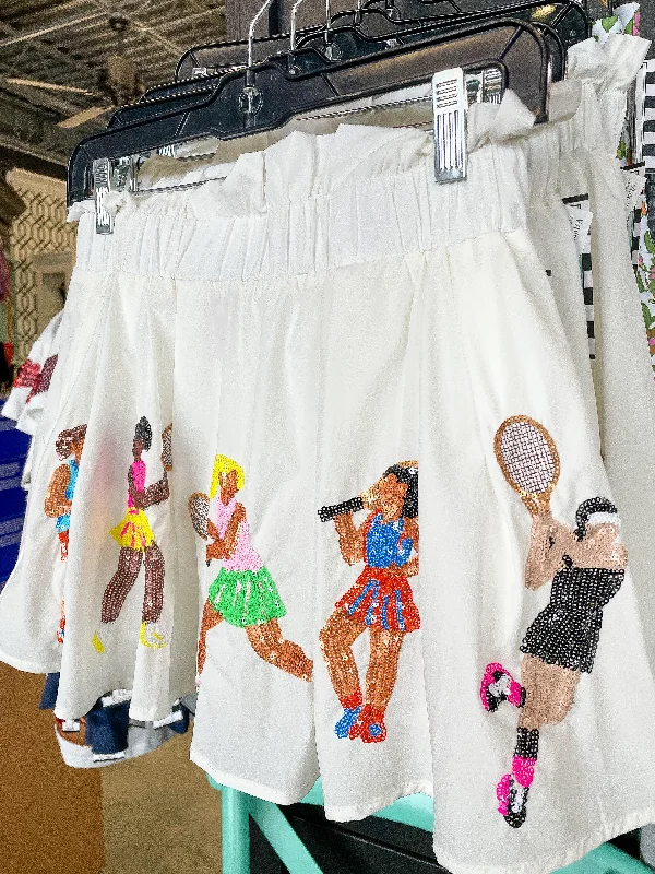 White Tennis Girl Skirt wool skirt breathable