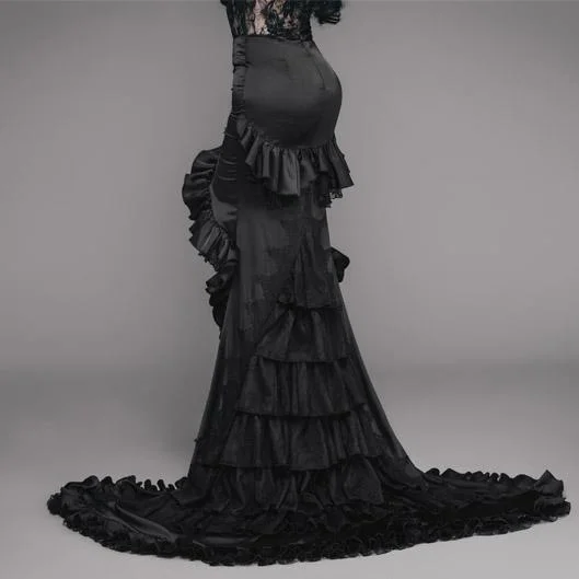 Women's Asymmetric Goth Punk Frilled Skirt low waist skirt