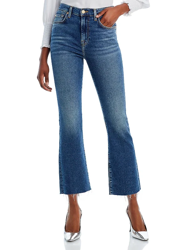 Womens High Rise Stretch Straight Leg Jeans Fashionable Vintage Wash Jeans