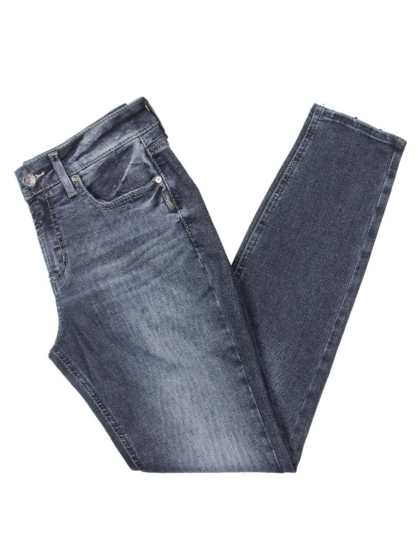 Womens Mid-Rise Faded Skinny Jeans Comfortable Jogger Style Jeans