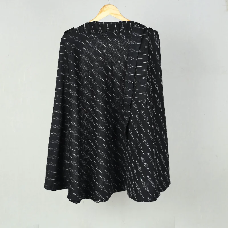 Black - Wrap Around Cotton Pochampally Ikat Skirt 10 silk skirt luxurious
