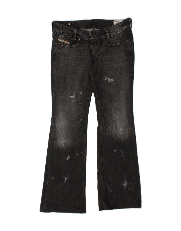 DIESEL Womens Louvely Distressed Bootcut Jeans W32 L32 Black Cotton Chic Dark-Wash Skinny Jeans