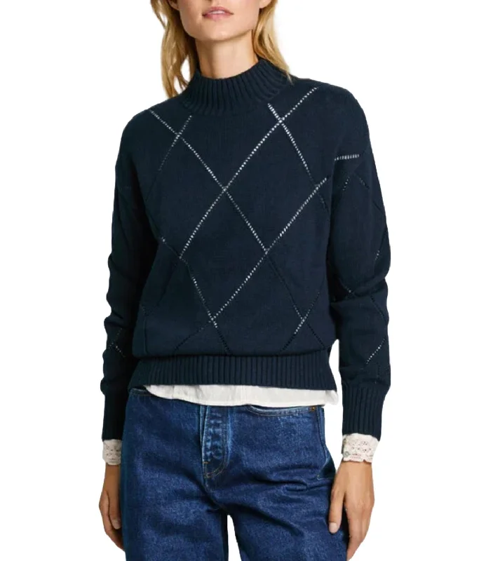 Pepe Jeans pullover idris perkins, blu, collo alto, cotone, donna. Trendy Colored Denim Jeans