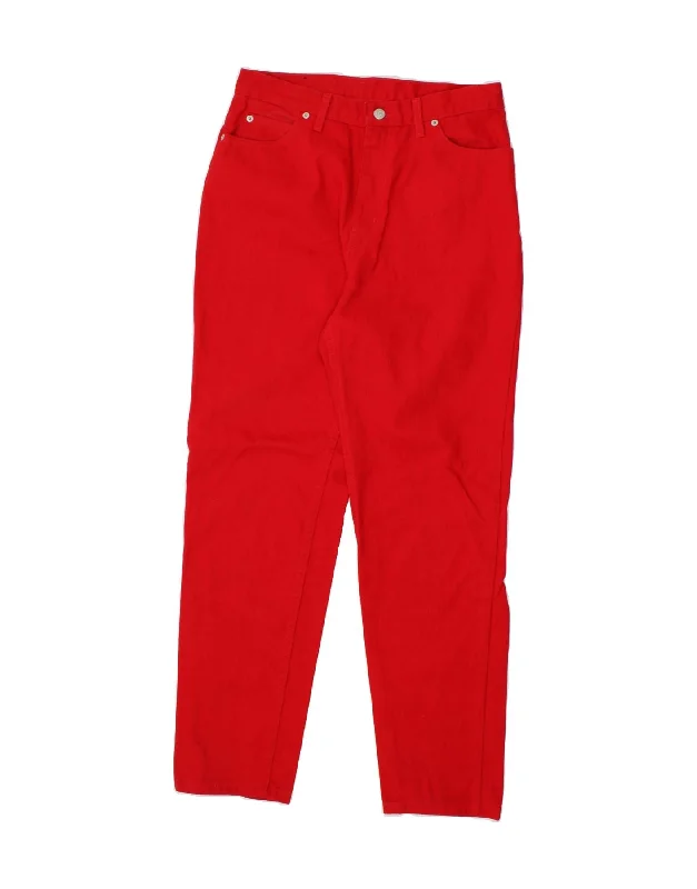 FADED GLORY Womens High Waist Slim Jeans US 12 Large W30 L31 Red Cotton Stylish Paperbag Waist Denim