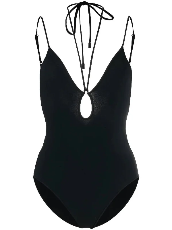 Jeannie Loop Front Halter Tie Srao One Piece In Noir Comfortable Stretch Denim Jeans Jeannie Loop Front Halter Tie Srao One Piece In Noir Comfortable Stretch Denim Jeans