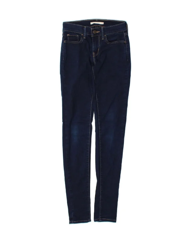 LEVI'S Womens 714 Super Skinny Jeans W24 L32 Blue Cotton Trendy Skinny Fit Jeans