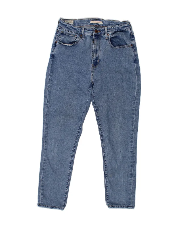 LEVI'S Womens 721 High Rise Skinny Jeans W30 L24 Blue Comfortable Folded Hem Jeans