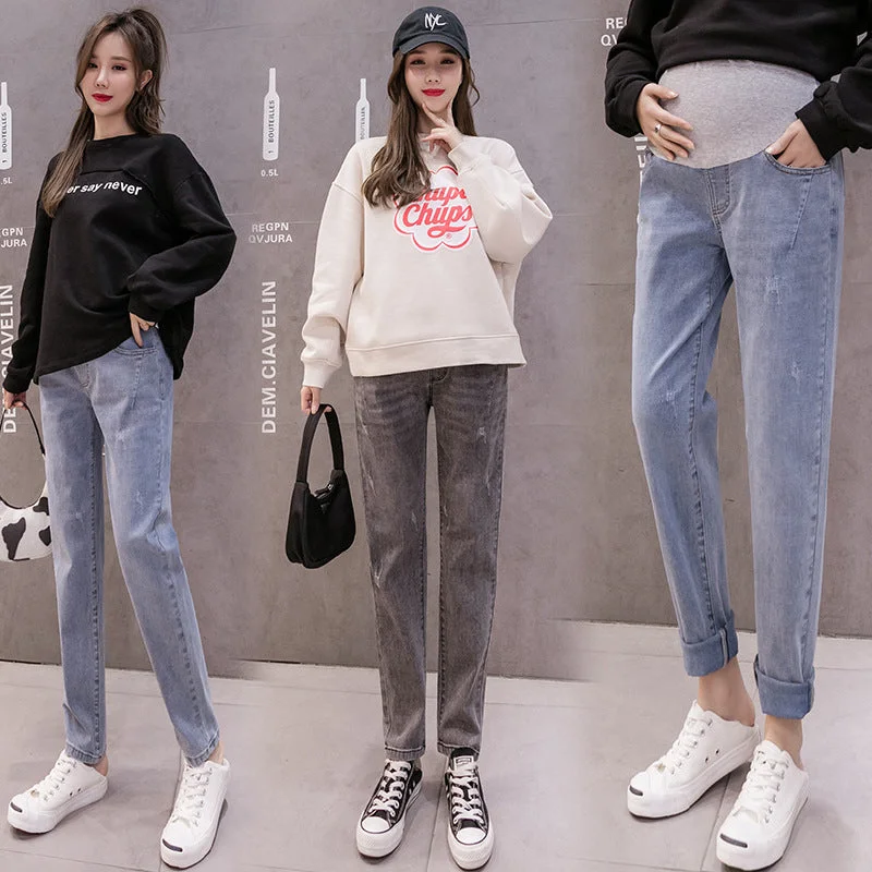 NiDELL Maternity Pants . High Stretch Jeans Spring and Autumn Leisure Maternity Pants Loose Straight Trendy Mom Pants Trendy Pleated Waist Jeans NiDELL Maternity Pants . High Stretch Jeans Spring and Autumn Leisure Maternity Pants Loose Straight Trendy Mom Pants Trendy Pleated Waist Jeans
