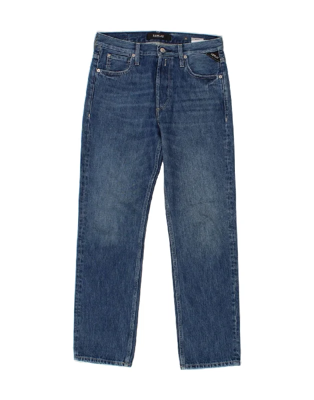REPLAY Womens Alexys Straight Jeans W26 L28 Blue Cotton Fashionable Slouchy Fit Jeans REPLAY Womens Alexys Straight Jeans W26 L28 Blue Cotton Fashionable Slouchy Fit Jeans