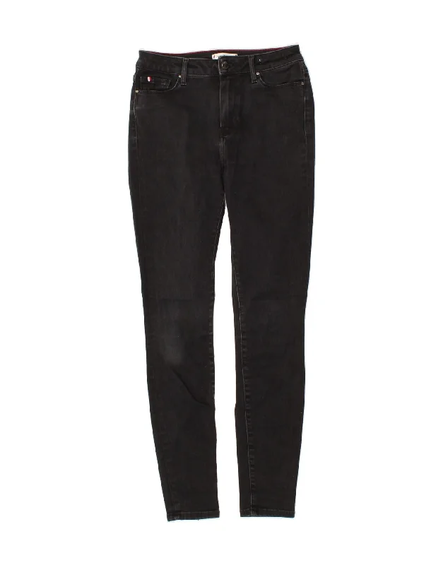 TOMMY HILFIGER Womens Skinny Jeans W28 L30 Black Cotton Trendy Paperbag Waist Jeans