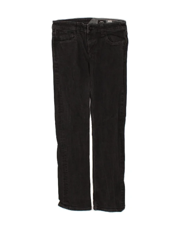 VOLCOM Womens Vorta Slim Straight Jeans W27 L28 Black Cotton Fashionable Button-Front Jeans VOLCOM Womens Vorta Slim Straight Jeans W27 L28 Black Cotton Fashionable Button-Front Jeans