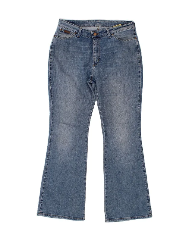 WRANGLER Womens Flared Jeans W34 L32 Blue Cotton Comfortable Distressed Straight-Leg Jeans